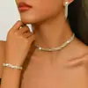 Set de Collar Completo de Diamantes Nuevo Diseño Europeo y Americano Gargantilla de Lujo Pendientes Set de Novia para Boda Temperamento Venta al por Mayor
