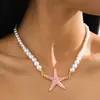 Colar Pingente Oceano Esmaltado Colorido Essencial de Férias Mais Vendido Transfronteiriço para Mulheres, Corrente para Clavícula Versátil Joia para Fotos na Praia