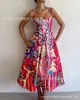 Vestido de Suspensório Casual Estiloso e Fashion com Estampa Digital Nova Transfronteiriço Vestido de Verão para Mulheres