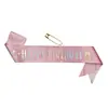Cinta para Fiesta de Cumpleaños Transfronteriza Personalización Cinta de Feliz Cumpleaños Etiqueta Cinta de Cumpleaños Brillo Rosa Tela Lámina Dorada Correa para el Hombro
