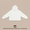 Ropa Masculina RS Transfronteriza BOXY corta ancha felpa corte crudo dobladillo deshilachado hombro caído raglán sudadera con capucha