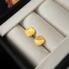 Brincos de Tarraxa Geométricos com Flor de Car Brilhante Artesanal, Banhados a Ouro 18K, Estilo Moda Coreana, Brincos de Luxo Leve de Alta Qualidade para Mulheres