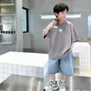 Camiseta de Algodón Puro Transpirable Absorbente de Sudor para Niños en Verano, Estilo Coreano de Manga Corta Holgada, Moderna Casual y Elegante para Niños Medianos y Grandes