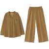 Pijama de Algodón para Dormir Bien Primavera y Otoño Algodón Puro Estilo Maillard Nuevo conjunto de ropa de casa de algodón suave de manga larga