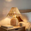 Lámpara de mesa de noche estilo japonés, lámpara decorativa vintage estilo wabi-sabi, luz ambiental de ratán para hotel, hostal, bar, inspirada en Zen