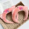 Linda Diadema Rosa de Cerdo para Mujer en Otoño e Invierno Felpa para Lavado de Cara Maquillaje Presión del Cabello Diadema Dulce de Chica Corazón Pasador Accesorios para el Cabello