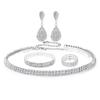 Collar, pendientes, pulsera, anillo, traje de novia para mujer, N4674, de lujo, estilo europeo y americano, con tres filas de diamantes.