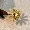 Anillos de Acero Inoxidable de Moda Europea y Americana, Anillos Estilo Vintage de Flor Hueca para Mujer, Anillos de Acero de Titanio Oro 18K, Anillos Transfronterizos