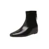 Botas Versáteis Retro de Camurça Bico Fino Estilo Coreano~Aumento interno de altura de 5cm, salto ultralongo, bico quadrado minimalista, zíper traseiro, botas curtas justas ao corpo