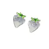 Pendientes de Fresa Fresca con Degradado Estilo Coreano para Mujer Pendientes de Hielo Triturado Nicho Microincrustados Pendientes Elegantes de Moda que Reducen la Edad