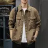 Chaqueta de Mezclilla Vintage para Hombre 2025 Nuevo Estilo Americano Pesada Casual Cuello Solapa Chaqueta de Trabajo Camisa Casual de Caza