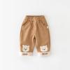 Pantalones exteriores compuestos de forro polar para otoño e invierno, para niños y niñas, pantalones de pana de oso lindos para bebé, pantalones de pp grandes para niños