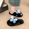 Pantuflas esponjosas de mariposa para mujer, diseño único estilo coreano, pantuflas de algodón modernas y cómodas, cálidas, nuevo modelo versátil 2026