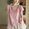 2026 Verano Nuevo Vintage Camiseta con Bordado Pesado Camisa Elegante Delgada Suéter Top