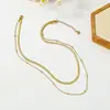 Nuevo Collar de Cadena de Bolas y Cadena de Serpiente Estilo Europeo y Americano Fresco para Mujer Cadena de Clavícula de Acero Inoxidable Apilada de Lujo Ligero Moda para Parejas