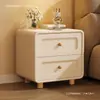 Mesita de noche francesa madera maciza blanca hogar dormitorio 2026 nuevo gama alta lujo ligero pequeño estilo crema mesita de noche