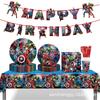 Vaso de Papel Desechable de Dibujos Animados de los Vengadores Plato de Papel Mantel Tema Cumpleaños Bandera Fiesta Vajilla Decoración