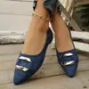 Zapatos planos de hebilla cuadrada para mujer de talla grande para otoño 2026, zapatos de trabajo cómodos de metal, zapatos de punta fina para mujer