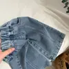 Estilo Coreano Otoño Nuevo INS para Niños Diseño Jeans Unisex Bebé Color Sólido Patchwork Pierna Recta Jeans de Moda
