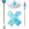 Disfraz de Princesa de Halloween Accesorios Regalo de Cumpleaños para Niños Corona de Gemas Varita Mágica Guantes Pendientes Collar