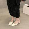 Pantuflas Baotou para mujer, ropa exterior de verano 2025, nuevas, tacones altos gruesos, zapatos Mueller franceses, sandalias y pantuflas de alta gama.