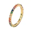 Anillo de Zirconia Arcoíris con Diamantes Completos para Mujer, Anillo Abierto Ajustable de Nicho de Lujo Ligero, Anillo Versátil para Dedo Índice que No se Desvanece al por Mayor