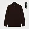 Suéter acanalado de lujo y sofisticación para hombre, con media cremallera y cuello alto, estilo "old money", cálido top de punto para otoño e invierno para hombre