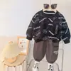 Conjunto de Moletom Estilo Coreano para Bebês e Crianças Primavera Outono Novo Meninos Ursinho Fofo Blusa Calça de Moletom Esportiva Conjunto de Duas Peças Tendência