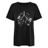 Top retrô feminino estilo swing lua estampa de caveira europeia e americana Camiseta gola redonda manga curta feminina Gola redonda pescoço