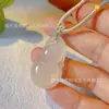 Colgantes de Buda y Guanyin de Calcedonia Blanca Natural de Alta Calidad, Colgantes de Jade de Haba de la Fortuna y Candado de Deseos de Ágata para Transmisiones en Vivo