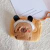 Monedero cuadrado de peluche Kapibala, linda variante con colgante de capibara, auriculares, lápiz labial, llavero, almacenamiento de llaves