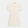 Comercio Exterior Al por Mayor Moda Femenina Estilo Europeo y Americano Versátil Cuello Redondo Manga Corta Manga Abullonada Vestido Corto 9782536
