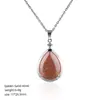 Pingente de Cristal Natural em Forma de Gota d'Água Transfronteiriço com Corrente de Clavícula de Cobre Cravejada de Diamantes, Colar de Cristal de Ametista Natural em Forma de Gota d'Água