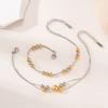 Collar Taina Europeo y Americano de Acero Inoxidable Lujo Ligero de Alta Gama Cadena Lisa para Mujer Cadena para Clavícula de Acero de Titanio con Cuentas Redondas Joyería Popular Transfronteriza