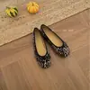 Zapatos Planos, Zapatos Bajos de Punta Redonda, Zapatos Planos con Lazo de Puntos, Zapatos de Ballet, Elegantes Zapatos de Princesa, Zapatos Escotados para Mujer
