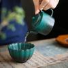 Tetera vintage verde turquesa con cambio de horno, juego de té kung fu para el hogar, tetera de una sola tetera, taza de té de gres de estilo japonés, tetera de una sola taza