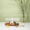 Plato Alto para Frutas Base de Cobre Rocío de Hielo con Pan de Oro y Vidrio Transparente para Frutas y Verduras, Aspecto de Alta Gama para Postres y Bocadillos en la Sala de Estar
