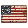 Dia da Independência Estilo Bandeira Americana Retrô Pintura em Lata Logo de Metal em Lata Decoração de Parede Garagem Café Bar