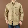 Camisa Casual Holgada de Manga Larga para Hombre Nueva Llegada talla extra Color Sólido Camisa para Jóvenes de mediana edad Otoño Ropa de Trabajo Bolsillo