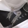 Aretes Largos Exagerados de Plata S925 para Mujer, Moda Coreana Elegante con Diamantes y Borlas, Aretes de Celebridad de Internet