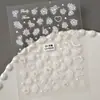 Pegatinas de Arte para Uñas Flor Blanca Pintada a Mano 5D Estampadas Estéreo Flor Fresca de Cinco Pétalos Pegatinas para Uñas DIY Estilo CA