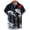 AliExpress Comercio Exterior Transfronterizo Nuevo Verano Hombres Casual Holgado Moda Camisa Casual de Manga Corta Estampada en 3D
