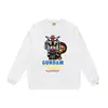 Marca moderna de estilo japonês com estampa de desenho animado de cabeça de macaco, nova blusa de moletom casual de gola redonda em terry de corte solto para homens e mulheres, adequada para adolescentes no outono e inverno