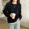 Suéter de Punto Rizado Estilo Coreano para Mujer de Principios de Otoño, Suave y Sedoso, Prenda Interior Suelta y Cálida, Camisa Básica Casual Estilo Perezoso