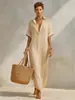 2026 Sitio Web Independiente Transfronterizo Moda Nueva Europea y Americana Vestido Camisa Rayado Casual Holgado Estilo Vacaciones Largo