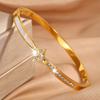Pulsera de Acero Inoxidable para Mujer Versión Alta Pulsera de Diamantes de Flor Diseño Exquisito Lujo de Entrada Novia Pulsera Joyería Combinable