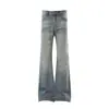 Nb337 Jeans Masculino de Cintura Alta Estilo Americano Unissex High-End Azul Lavado com Design de Padrão Bigode Jeans Reto com Barra Flare
