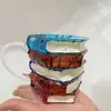 Caneca de Livro Pintada Nova Mais Vendida Transfronteiriça, Caneca Criativa de Luxo Pintada em Formato de Livro, Copo de Café para Bebidas Frias