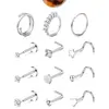 Conjunto de Piercing de Nariz de Aço Inoxidável com 12 Peças, Best-Seller Transfronteiriço, Argola Básica de Nariz com Zircônia em Formato de Coração, Joia para Piercing