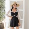 Traje de baño para mujer Talla Extra Grande Una pieza Falda Conservador Cubre abdomen Delgado Traje de baño Estilo Hada Estudiante Chica Gordita Manga Larga Fuente termal